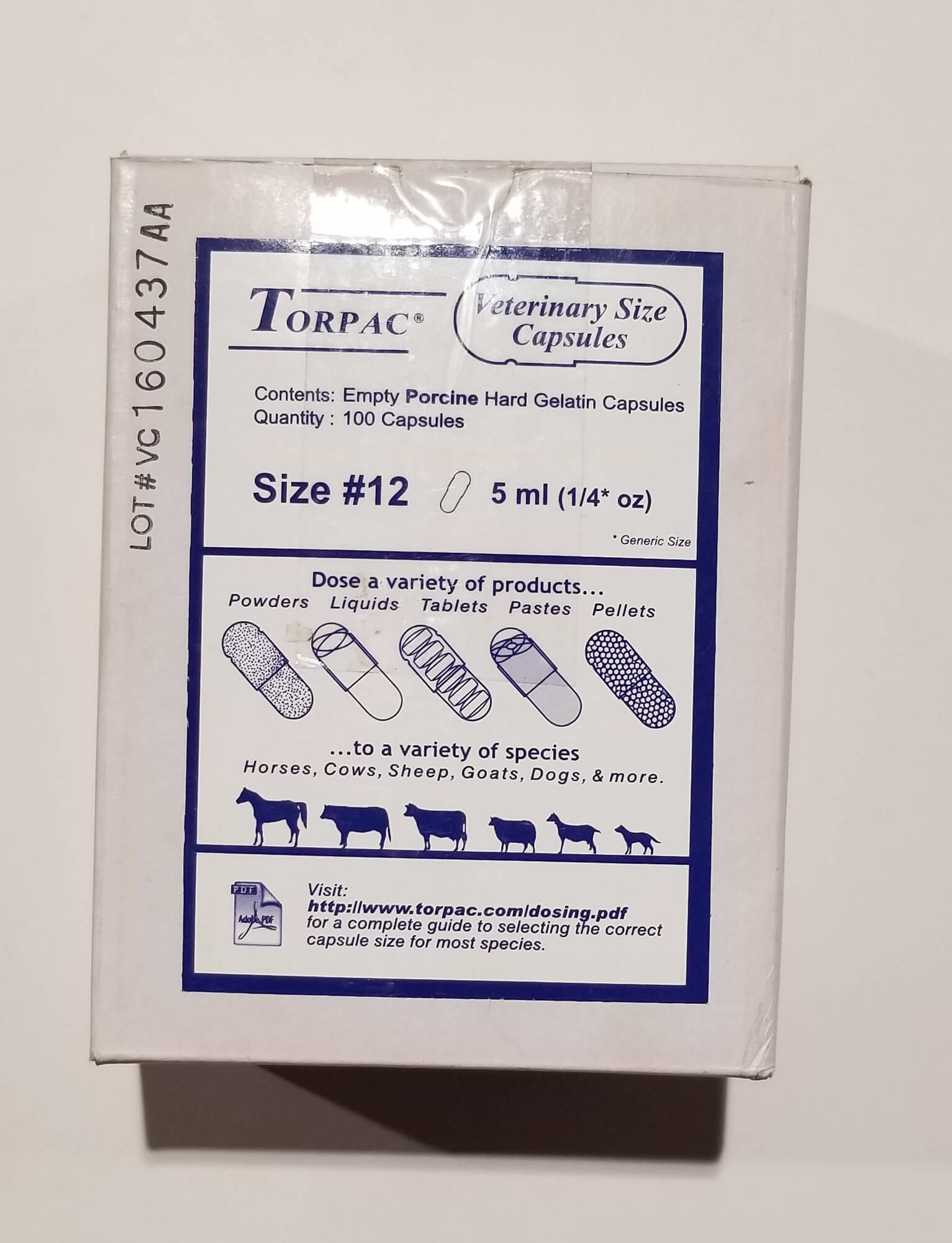 Torpac Gelatin Capsule (12) (100 count) High Plains Cattle Supply