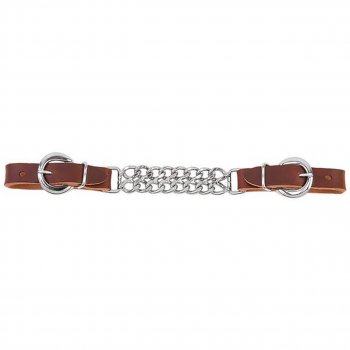 Weaver - Latigo Leather 4-1/2" Double Flat Link Chain Curb Strap